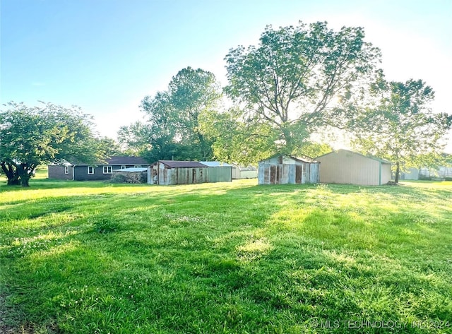 view of yard featuring an outbuilding