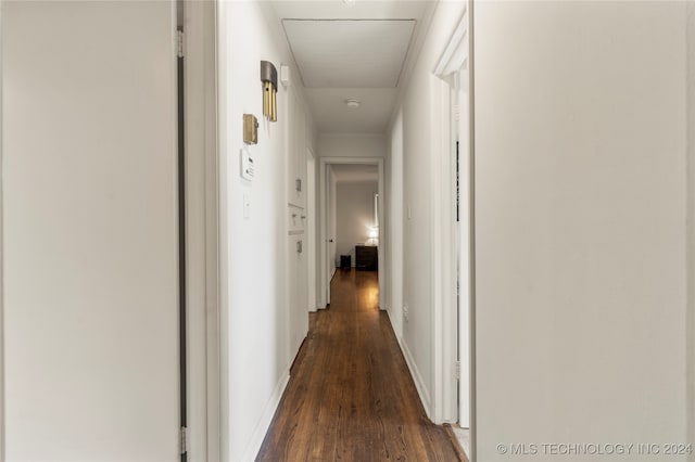 hallway featuring dark hardwood / wood-style flooring