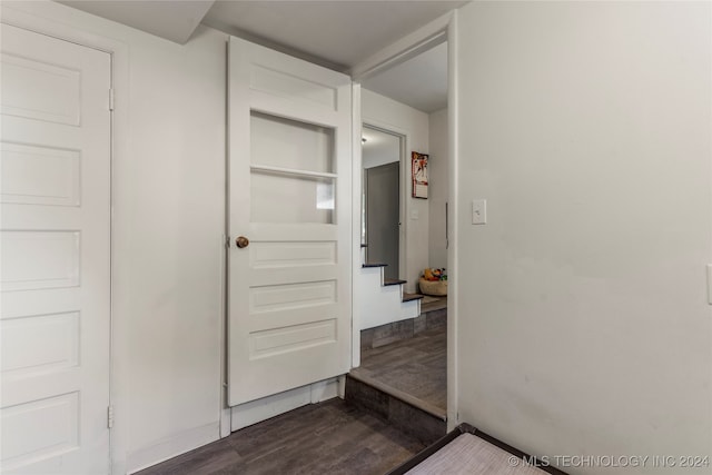 hallway featuring dark wood-type flooring