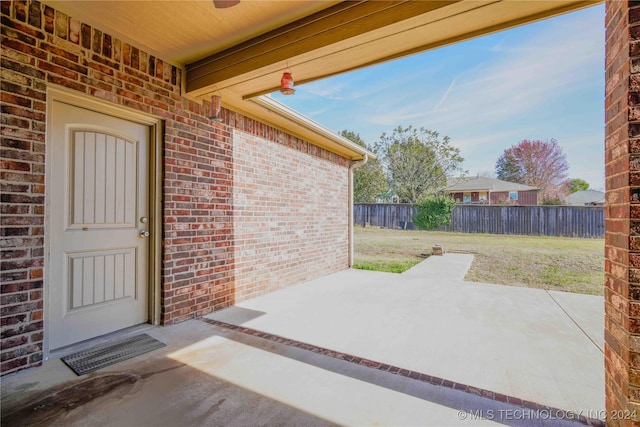 view of patio with ceiling fan