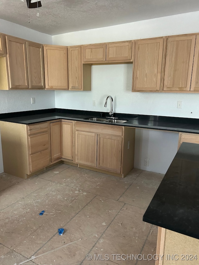 kitchen featuring sink and a textured ceiling