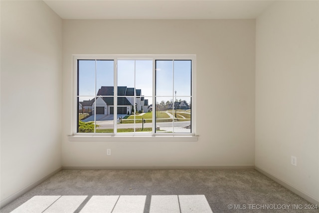 unfurnished room with light colored carpet and a healthy amount of sunlight