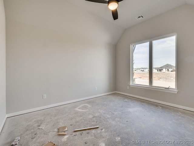 bonus room featuring ceiling fan and lofted ceiling