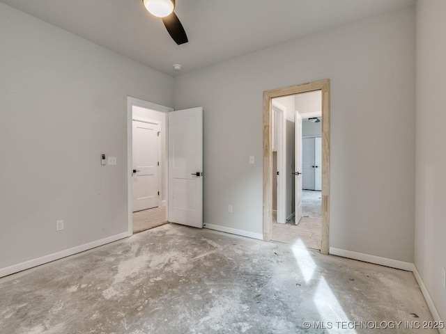 spare room with ceiling fan