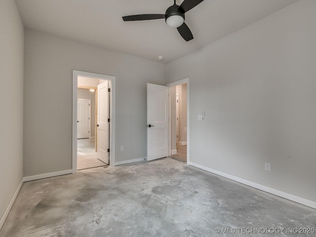 unfurnished bedroom with ceiling fan