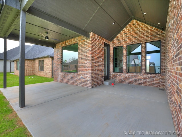 view of patio with a ceiling fan