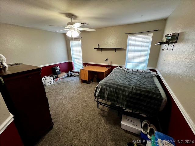 bedroom with carpet and ceiling fan