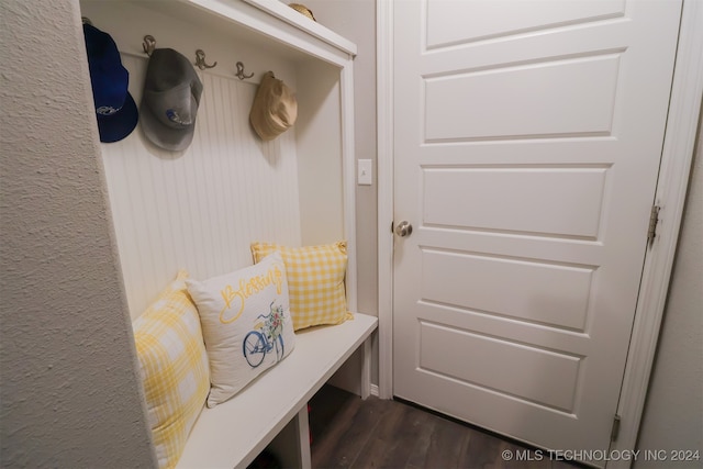 mudroom featuring dark hardwood / wood-style flooring