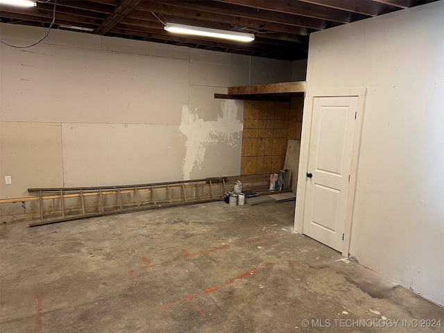 view of unfinished basement