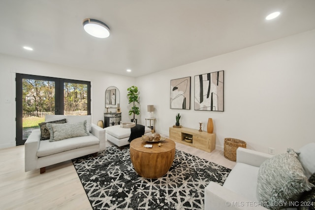 living room with hardwood / wood-style floors