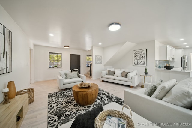 living room featuring light hardwood / wood-style flooring