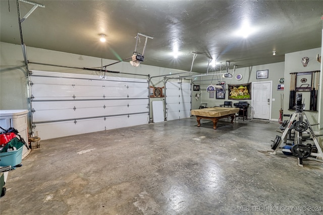 garage with a garage door opener