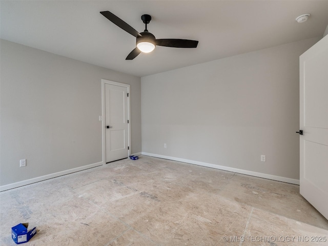 spare room featuring ceiling fan