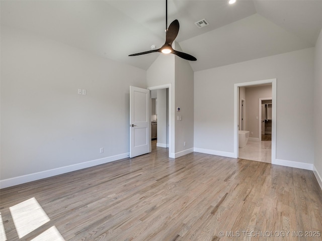 11224 S Fir Ave W, Jenks, OK 74037 - unfurnished bedroom featuring lofted ceiling, light wood finished floors, baseboards, and ceiling fan