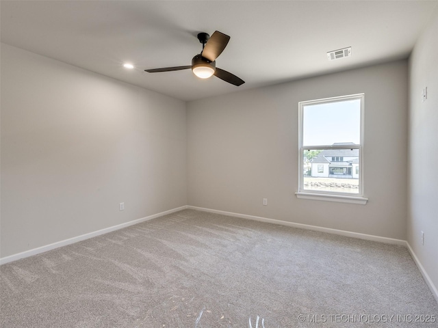 11224 S Fir Ave W, Jenks, OK 74037 - spare room featuring carpet flooring, baseboards, a ceiling fan, and recessed lighting
