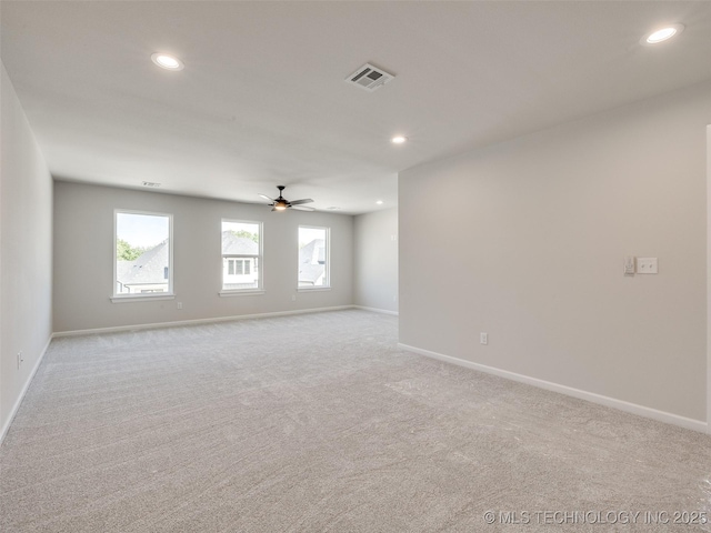 11224 S Fir Ave W, Jenks, OK 74037 - empty room with baseboards, recessed lighting, ceiling fan, and light colored carpet