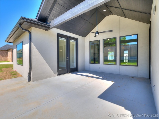 11224 S Fir Ave W, Jenks, OK 74037 - view of patio / terrace featuring a ceiling fan and french doors
