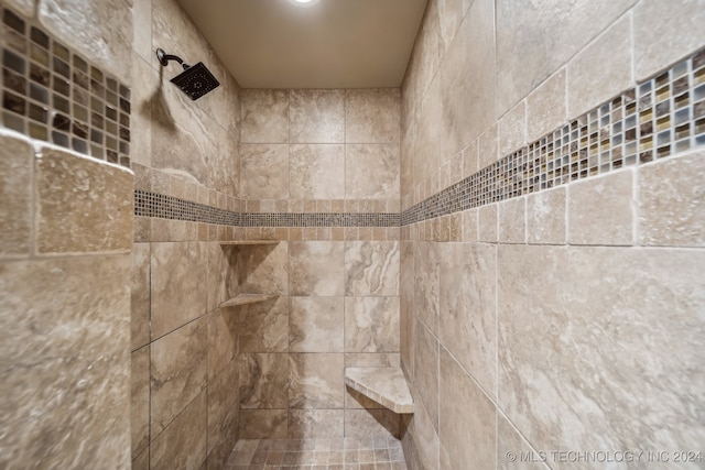 interior details featuring tiled shower