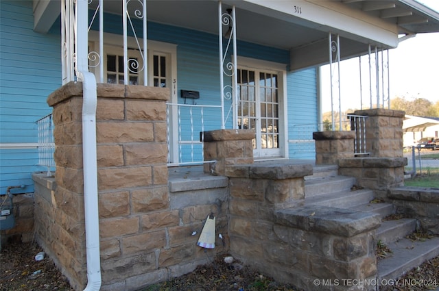 exterior space featuring covered porch