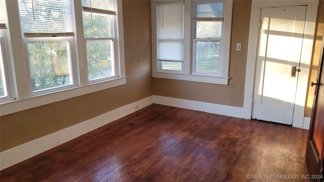 spare room with dark wood-type flooring