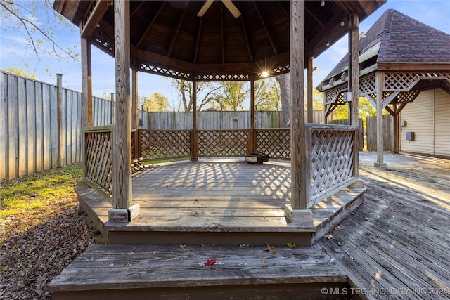 wooden deck featuring a gazebo