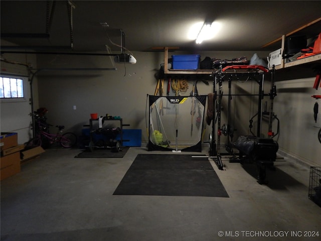 garage with a garage door opener