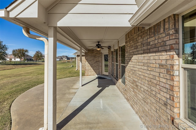 view of patio / terrace featuring ceiling fan