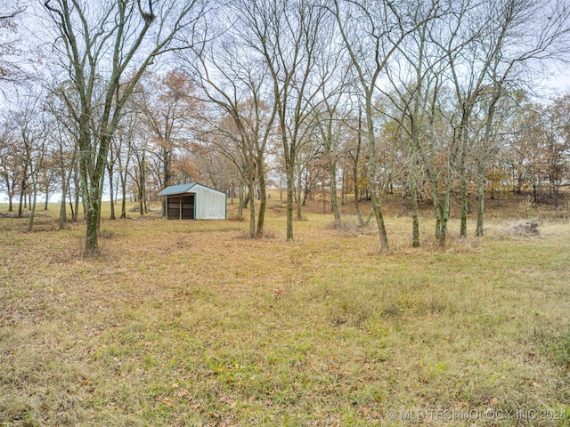 view of yard with an outdoor structure