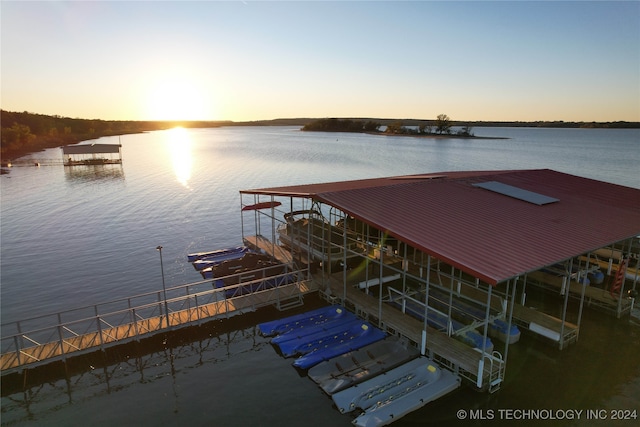 dock area featuring a water view