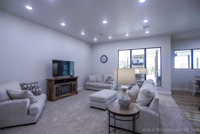 living room with wood-type flooring