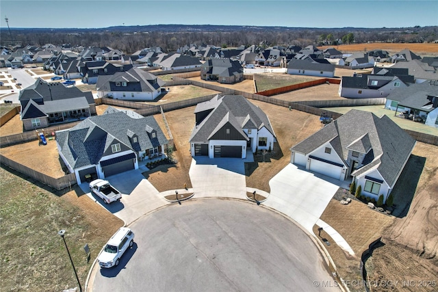 aerial view with a residential view