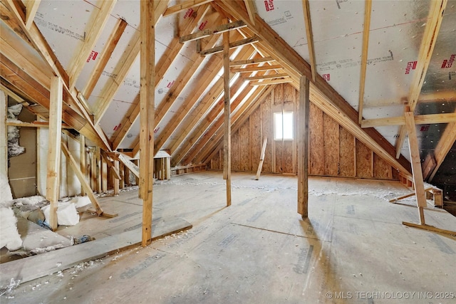 view of unfinished attic