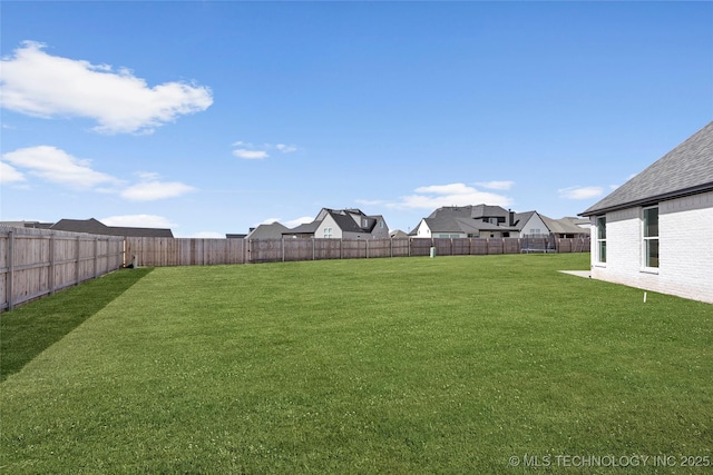 view of yard featuring a fenced backyard