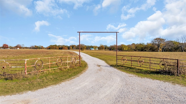 view of street featuring a rural view