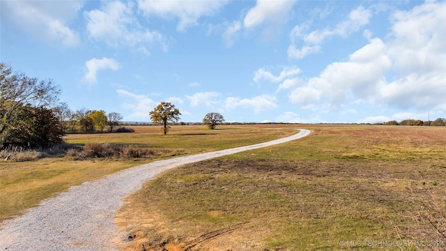 view of street with a rural view