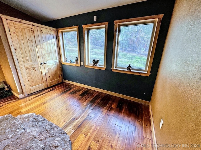 unfurnished bedroom with wood-type flooring