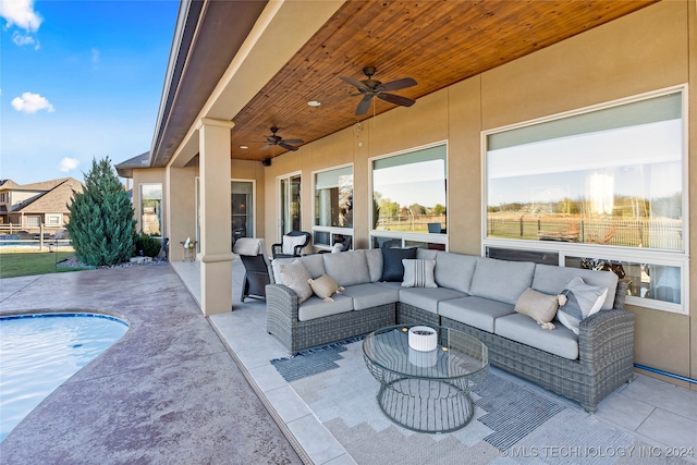 view of patio / terrace featuring outdoor lounge area and ceiling fan