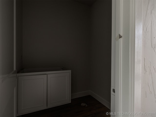 interior space with dark wood-type flooring