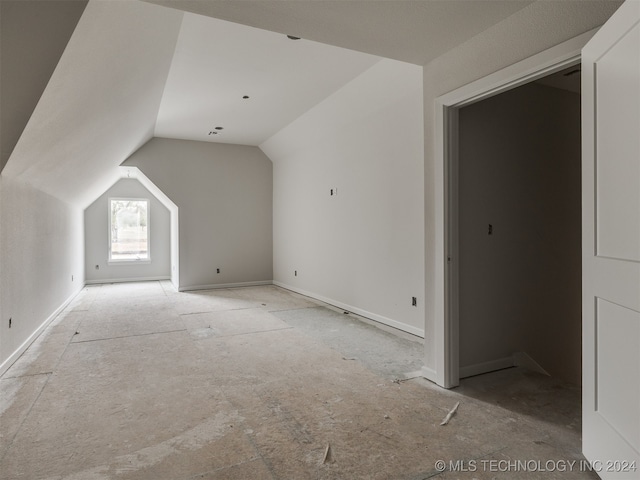 bonus room with lofted ceiling