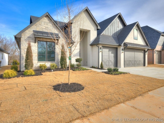 view of front of property with a garage