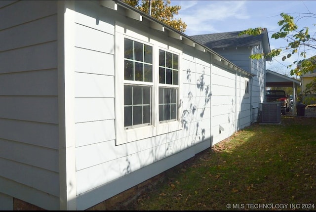 view of property exterior with central AC unit