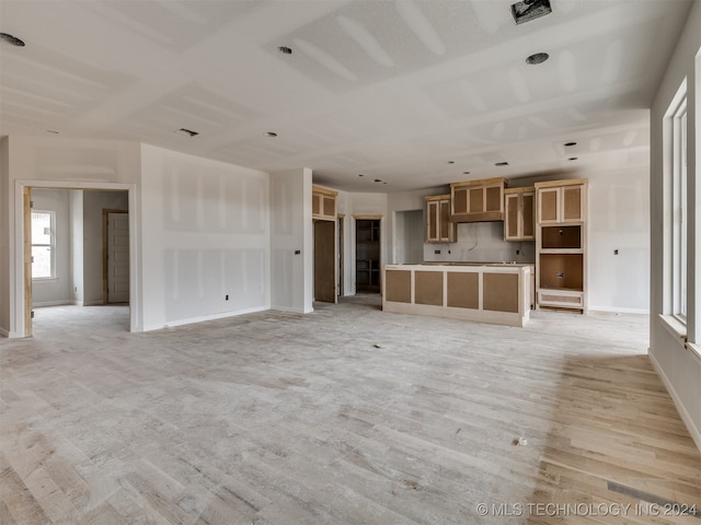 unfurnished living room featuring light hardwood / wood-style flooring