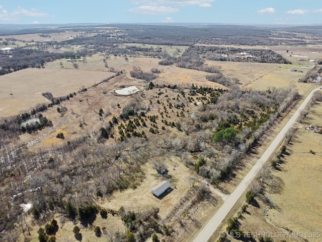 drone / aerial view with a rural view