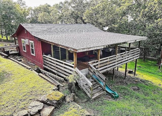 view of outbuilding with a playground