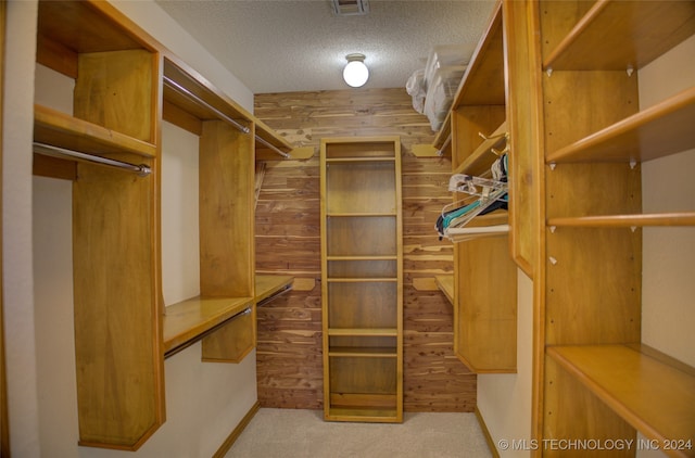 spacious closet with light colored carpet