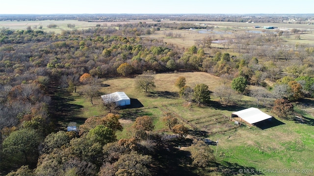 bird's eye view with a rural view