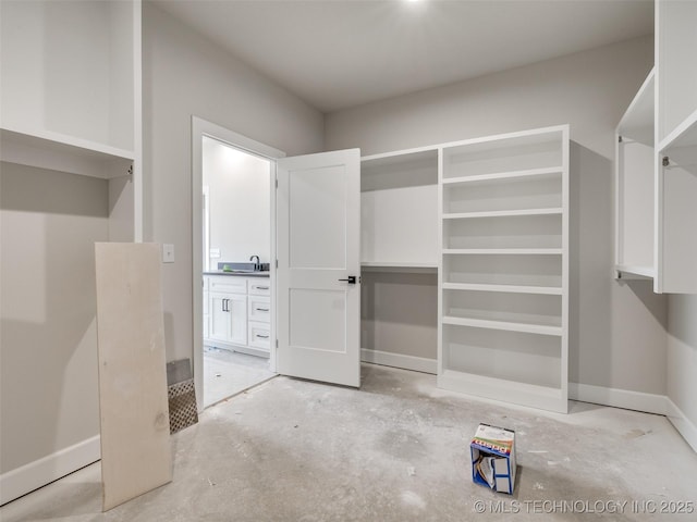 walk in closet featuring sink