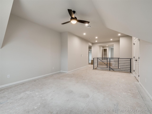 spare room featuring ceiling fan