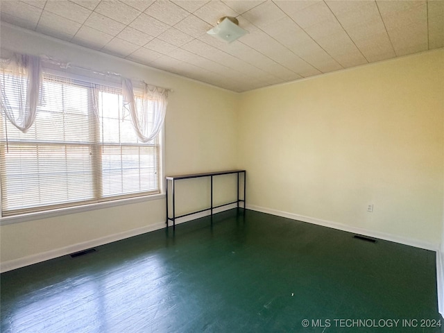 spare room with dark wood-type flooring