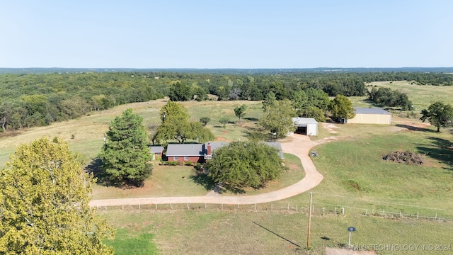 aerial view featuring a rural view